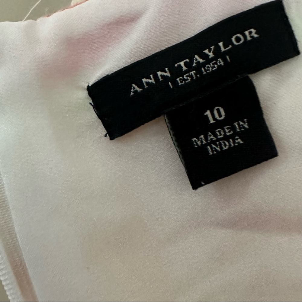ANN TAYLOR Lace Sheath Dress~Pink Yellow Stripe~Sleeveless Lined Midi 10 - Picture 6 of 10